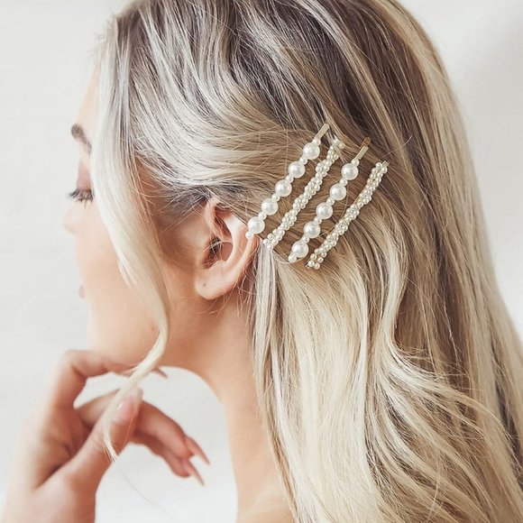 NWT 5 Piece Gold and Pearl Hair Pin - Picture 2 of 3